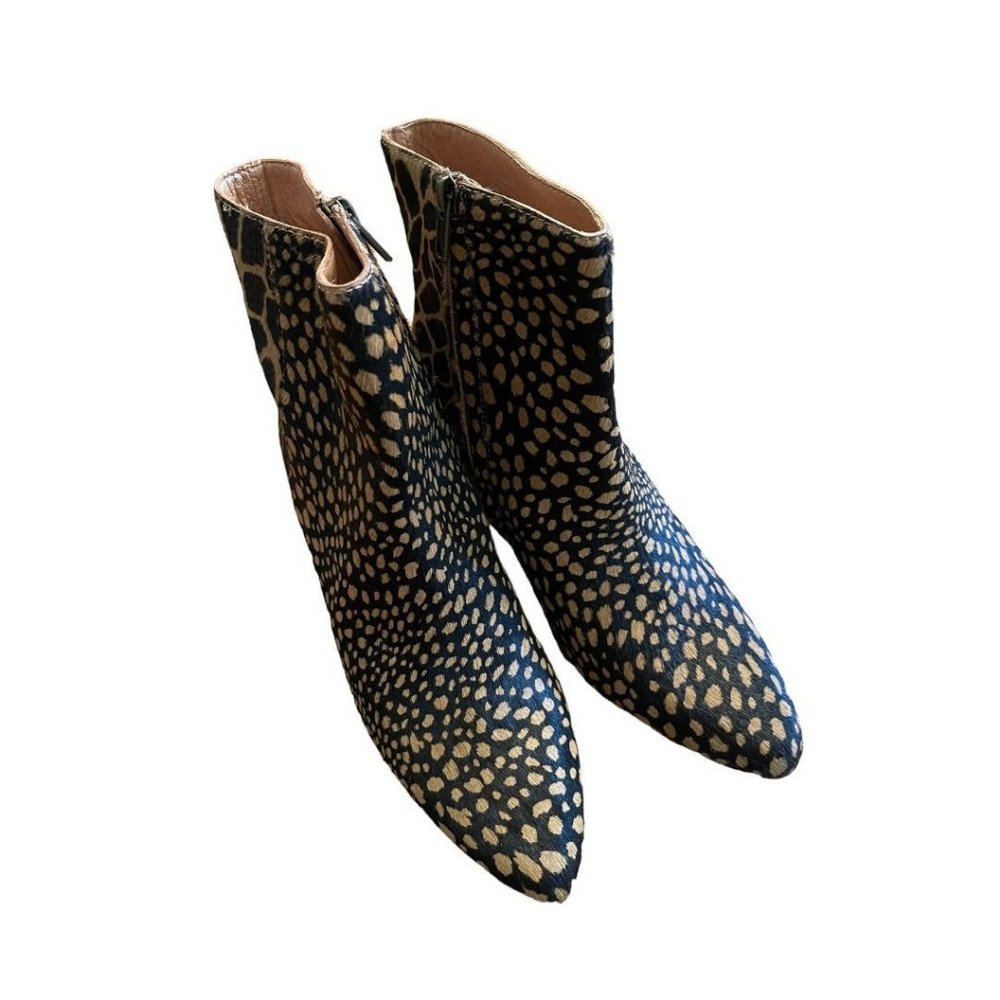 Size 7 Madewell Women's The Fiona Boot in Mixed Spot Calf Hair 3" Block Heel - Picture 14 of 14